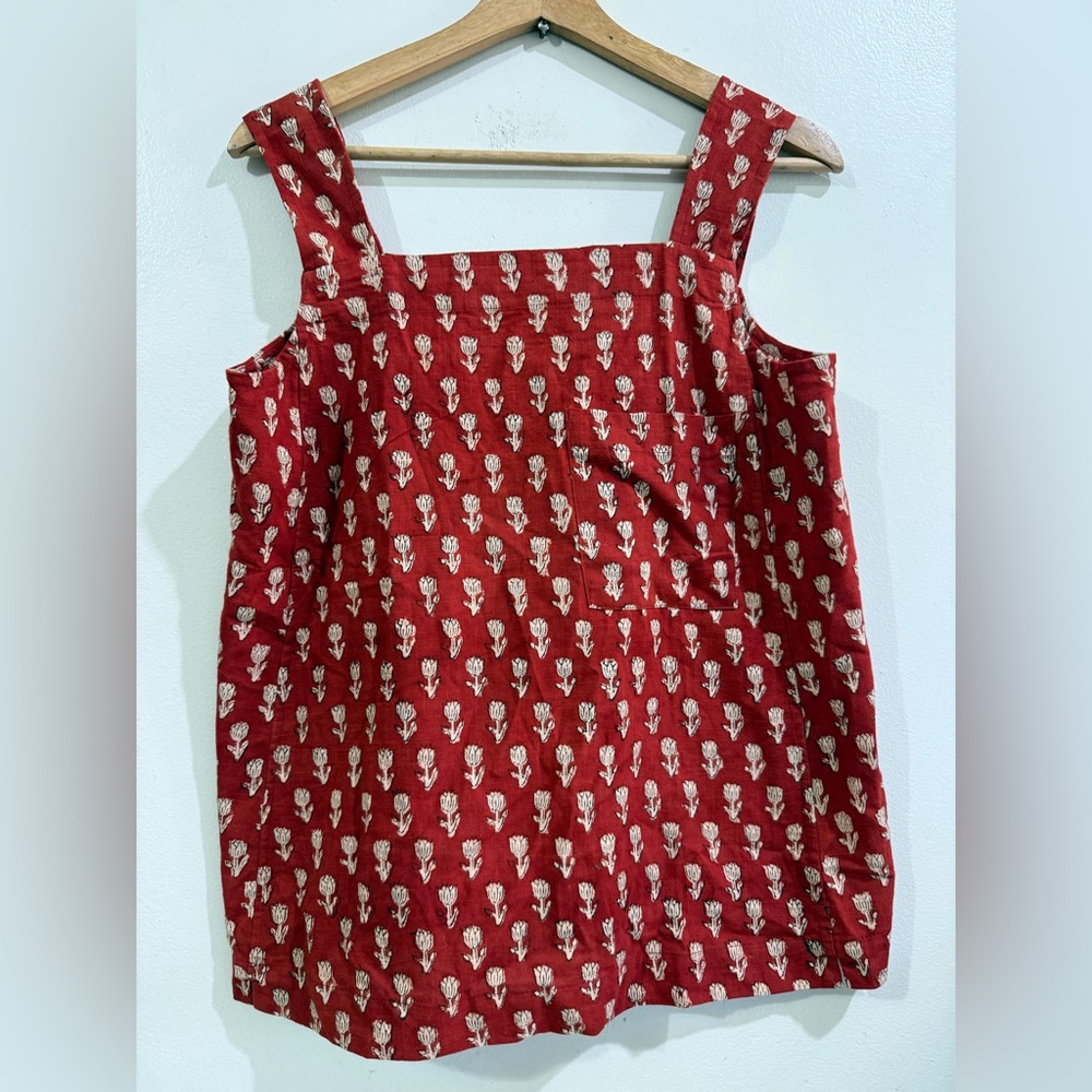 BANJAARA Women’s Red Floral Square-Neck Tank Top